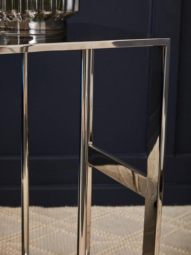Orsina Oria C-Shaped Side Table – Stainless Steel Silver Metal