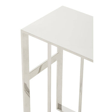 Orsina Oria C-Shaped Side Table – Stainless Steel Silver Metal