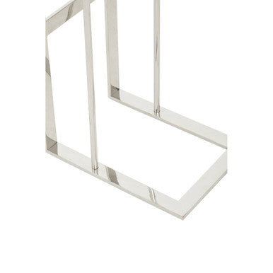 Orsina Oria C-Shaped Side Table – Stainless Steel Silver Metal