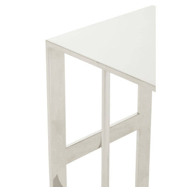 Orsina Oria C-Shaped Side Table – Stainless Steel Silver Metal