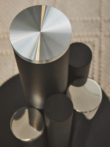 Orsina Oria Glass Side Table – Modern Black and Silver Sculptural Base