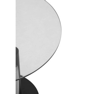 Orsina Oria Glass Side Table – Modern Black and Silver Sculptural Base