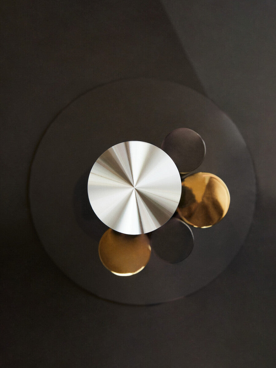 Orsina Oria Glass Side Table – Modern Gold and Black Sculptural Base