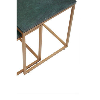 Orsina Green Marble Nesting Side Tables – Set of 2 with Gold Frame