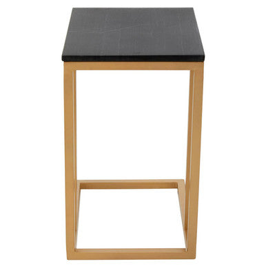 Orsina Black Marble Side Table | Gold Metal Frame Modern End Table