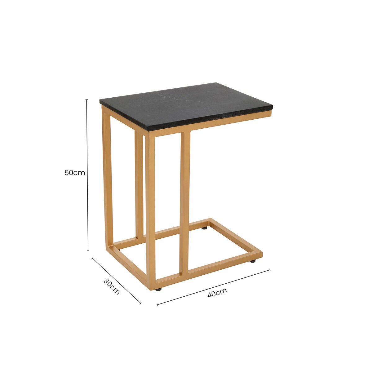 Orsina Black Marble Side Table | Gold Metal Frame Modern End Table