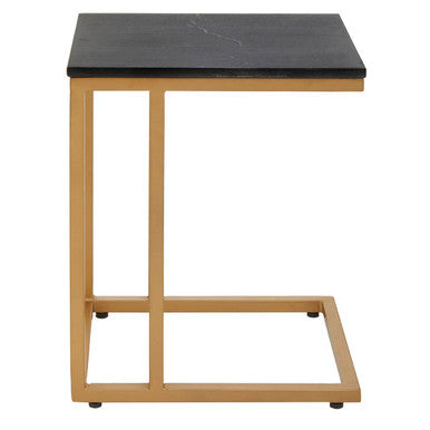 Orsina Black Marble Side Table | Gold Metal Frame Modern End Table