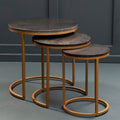 Orsina Black Marble Nesting Tables – Round Top with Matte Gold Base