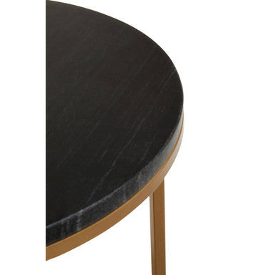 Orsina Black Marble Nesting Tables – Round Top with Matte Gold Base