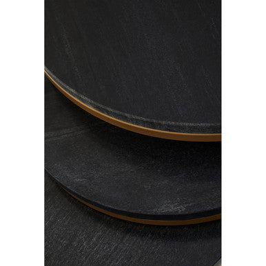 Orsina Black Marble Nesting Tables – Round Top with Matte Gold Base