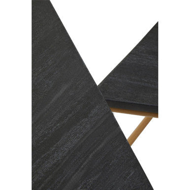 Orsina Black Marble Triangular Nesting Tables | Matte Gold Metal Frames