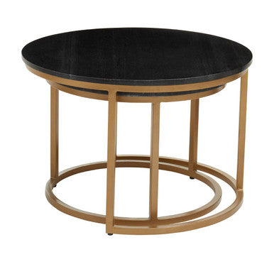 Orsina Varana Nesting Tables – Black Marble Top & Gold Metal Frame