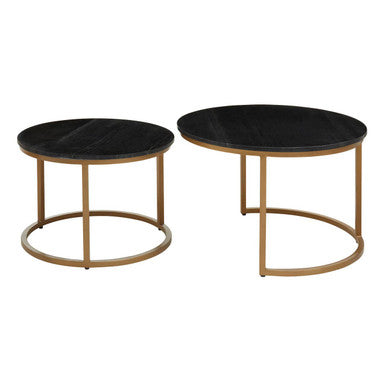 Orsina Varana Nesting Tables – Black Marble Top & Gold Metal Frame