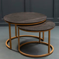Orsina Varana Nesting Tables – Black Marble Top & Gold Metal Frame