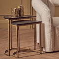 Orsina Varana Half Moon Black Marble Nesting Tables | Gold Metal Base