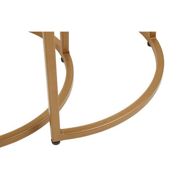 Orsina Varana Half Moon Black Marble Nesting Tables | Gold Metal Base