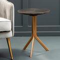 Orsina Varana Round Black Marble Side Table with Gold Tripod Base