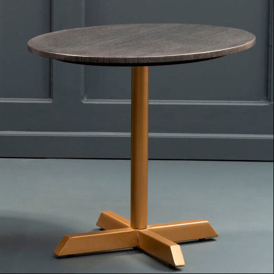 Orsina Varana Black Marble Round Side Table with Gold Cross Base