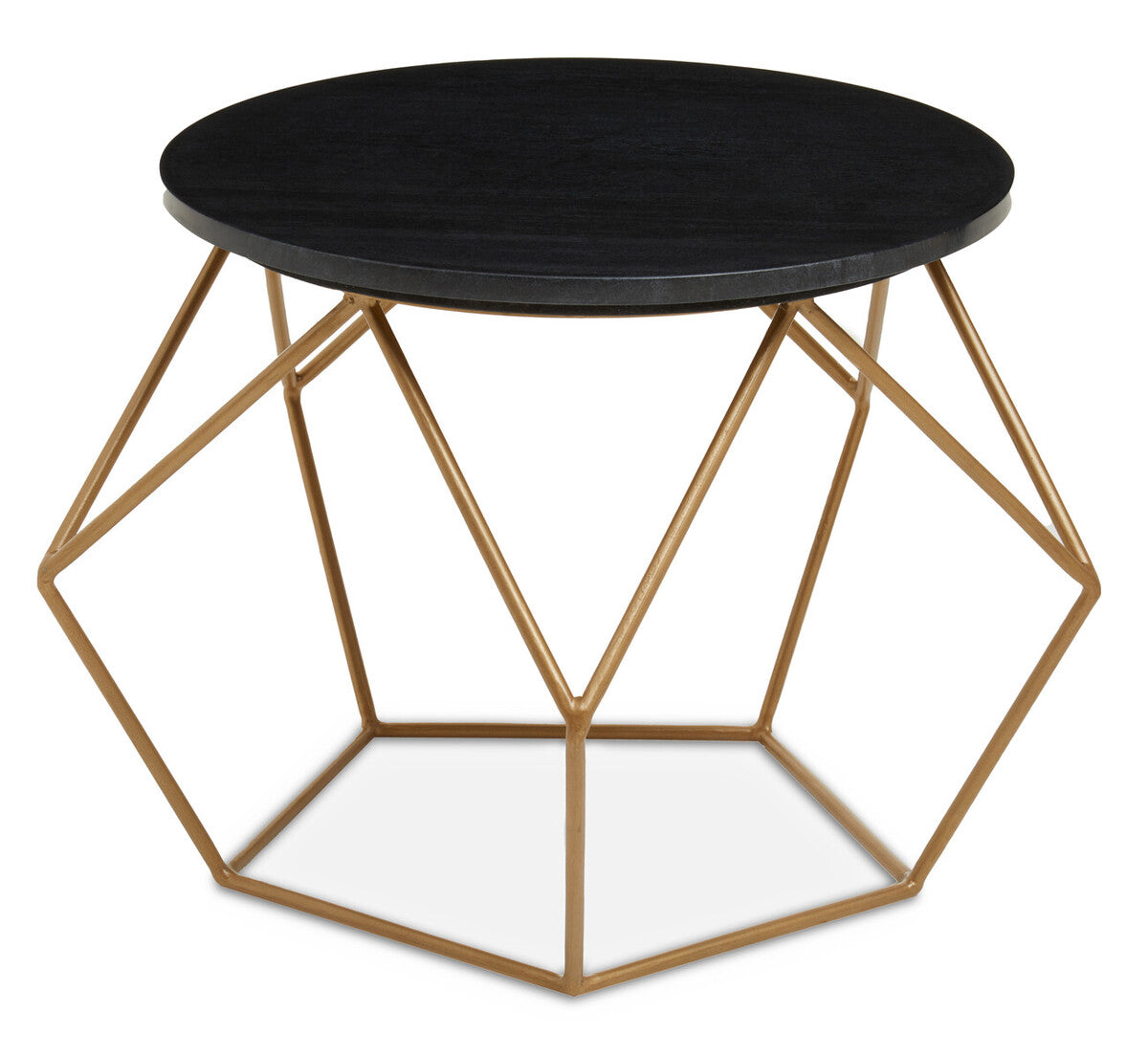 Orsina Varana Round Black Marble Coffee Table | Matte Gold Frame