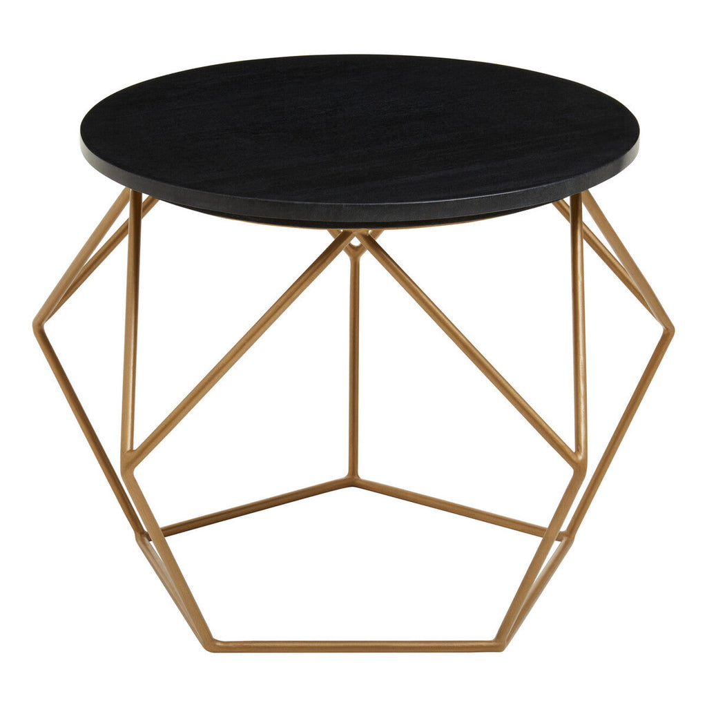 Orsina Varana Round Black Marble Coffee Table | Matte Gold Frame