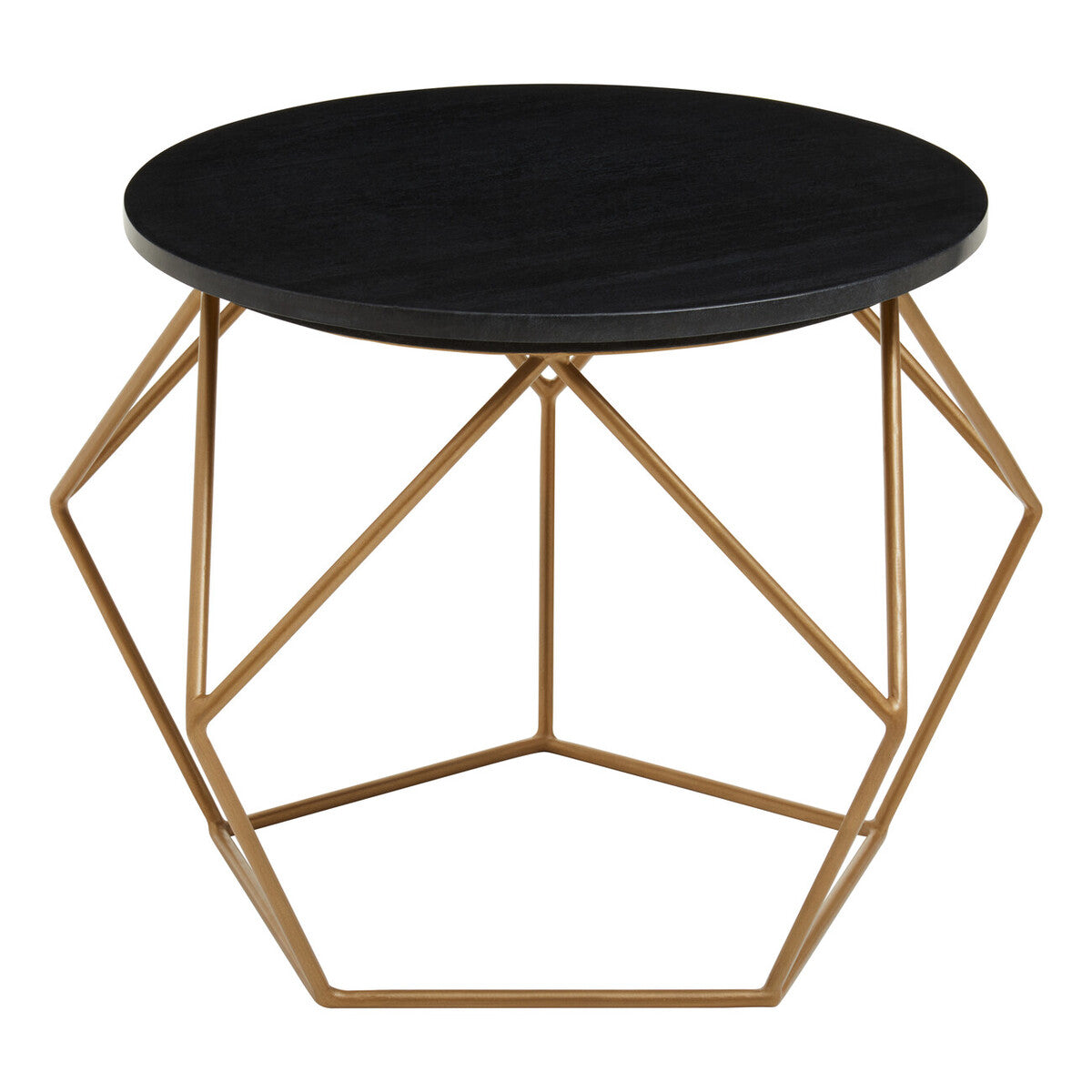 Orsina Varana Round Black Marble Coffee Table | Matte Gold Frame
