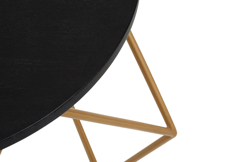 Orsina Varana Round Black Marble Coffee Table | Matte Gold Frame