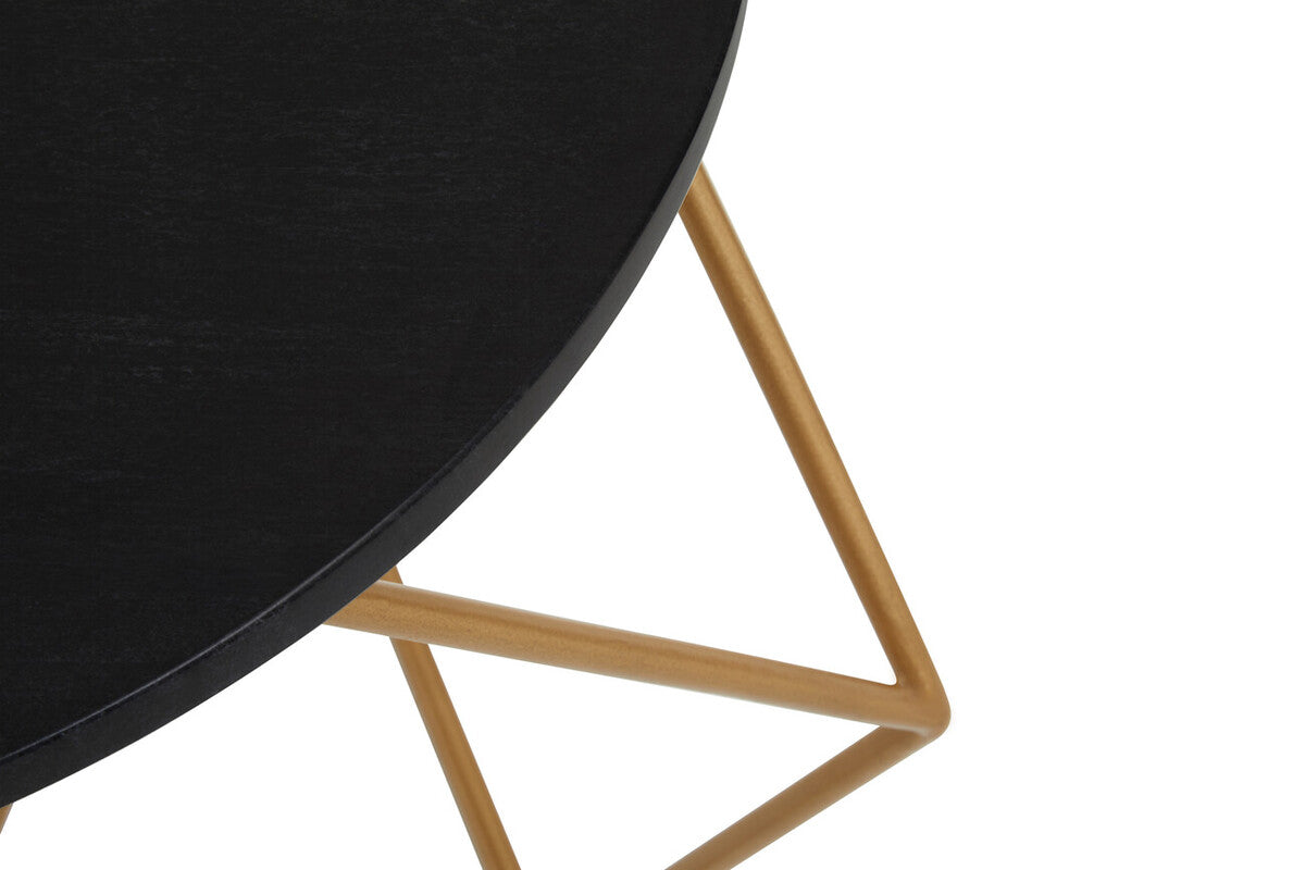 Orsina Varana Round Black Marble Coffee Table | Matte Gold Frame