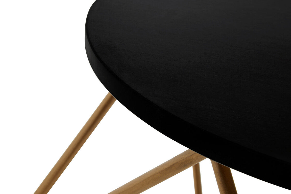 Orsina Varana Round Black Marble Coffee Table | Matte Gold Frame