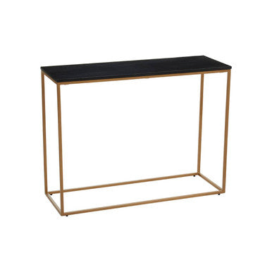 Orsina Varana Black Marble Console Table | Matte Gold Metal Frame