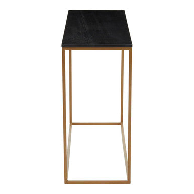 Orsina Varana Black Marble Console Table | Matte Gold Metal Frame