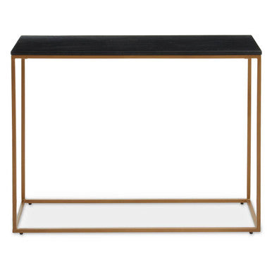 Orsina Varana Black Marble Console Table | Matte Gold Metal Frame