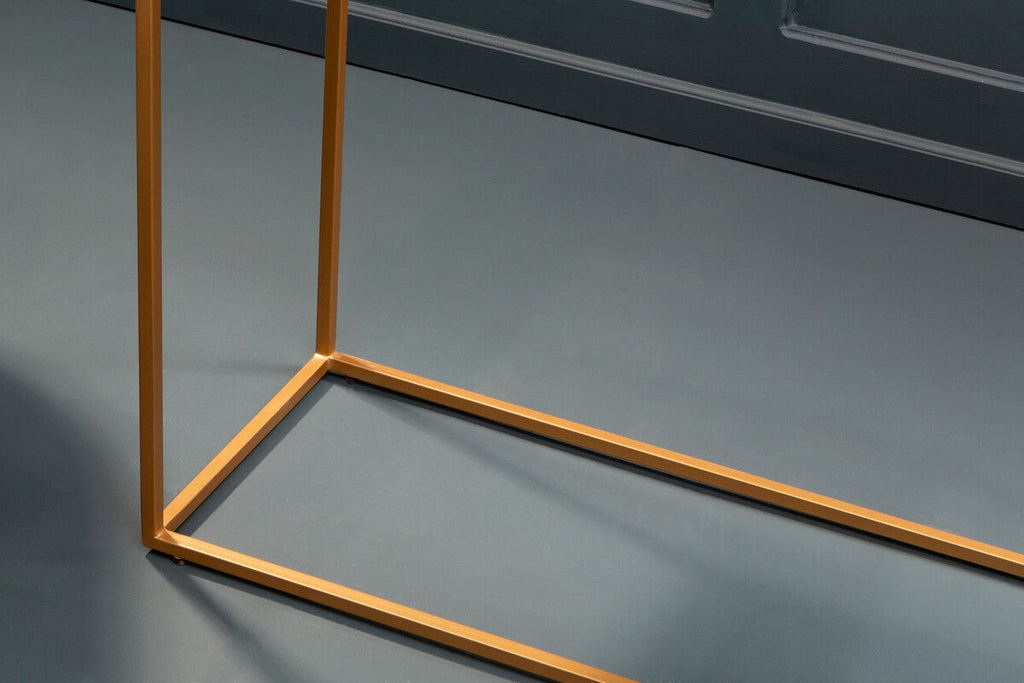 Orsina Varana Black Marble Console Table | Matte Gold Metal Frame