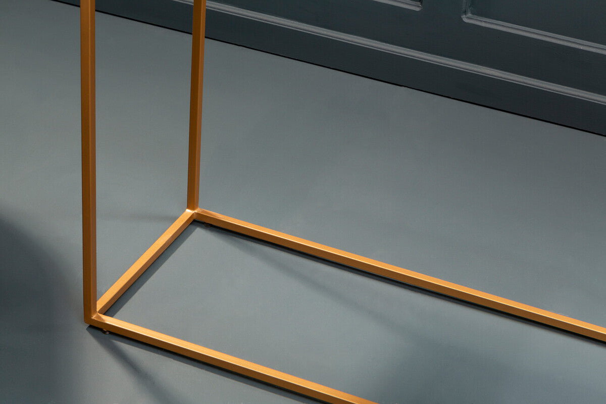 Orsina Varana Black Marble Console Table | Matte Gold Metal Frame