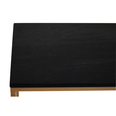Orsina Varana Black Marble Console Table | Matte Gold Metal Frame