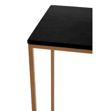 Orsina Varana Black Marble Console Table | Matte Gold Metal Frame