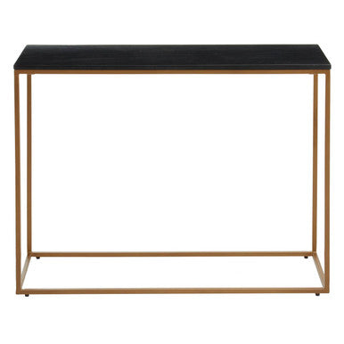 Orsina Varana Black Marble Console Table | Matte Gold Metal Frame