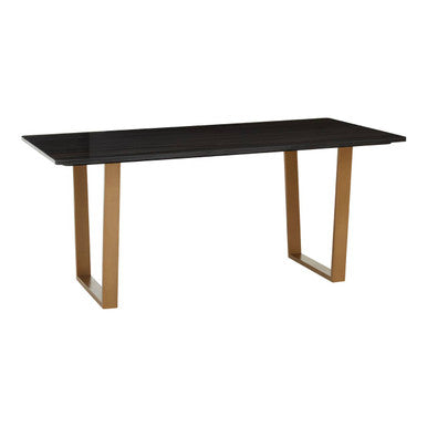 Orsina Varana Black Marble Dining Table | Gold Geometric Steel Base