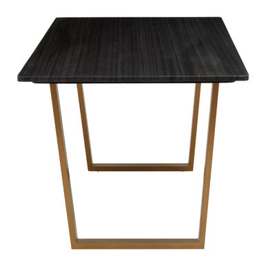 Orsina Varana Black Marble Dining Table | Gold Geometric Steel Base