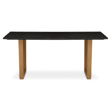 Orsina Varana Black Marble Dining Table | Gold Geometric Steel Base