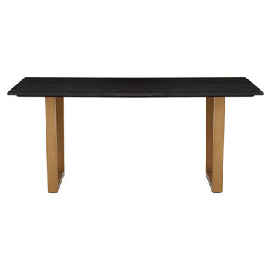 Orsina Varana Black Marble Dining Table | Gold Geometric Steel Base