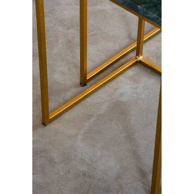 Orsina Mandoli Nest of 2 Green Marble Side Tables with Gold Bases