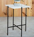 Orsina Mandoli White Marble Side Table – Square Black Iron Base