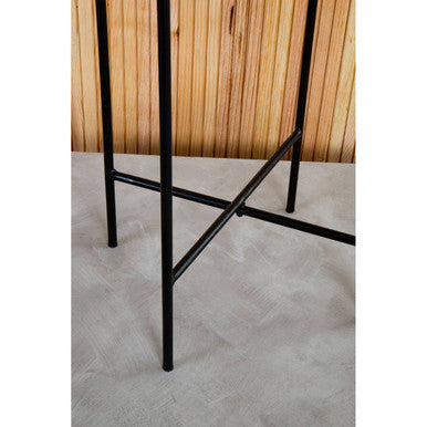 Orsina Mandoli White Marble Side Table – Square Black Iron Base