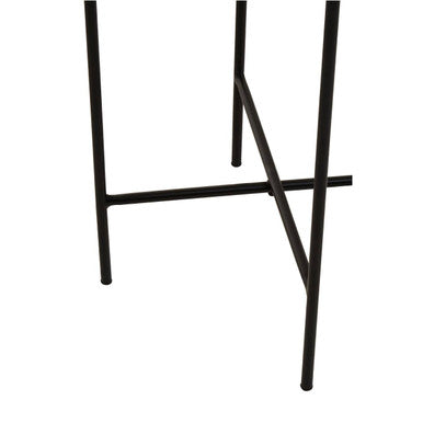 Orsina Mandoli White Marble Side Table – Square Black Iron Base