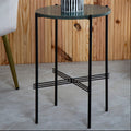 Orsina Mandoli Green Marble Side Table | Round Black Iron End Table