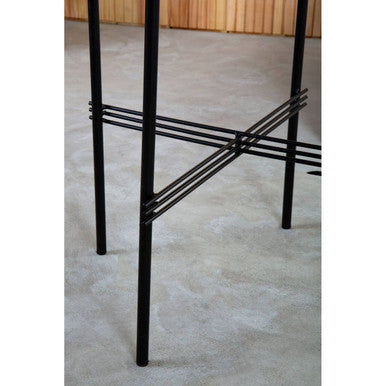 Orsina Mandoli Green Marble Side Table | Round Black Iron End Table