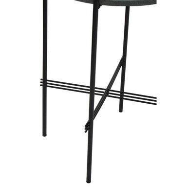 Orsina Mandoli Green Marble Side Table | Round Black Iron End Table