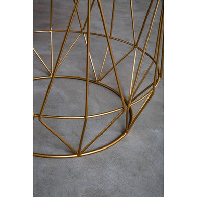 Orsina Mandoli Green Marble Side Table – Round Gold Cage Metal Frame