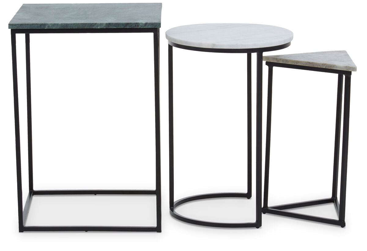 Orsina Mandoli White Marble Nesting Side Tables - Set of 3