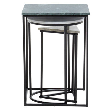 Orsina Mandoli White Marble Nesting Side Tables - Set of 3